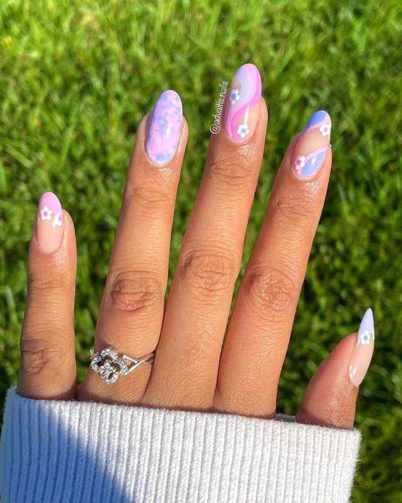 Playful Long Purple Nail Design