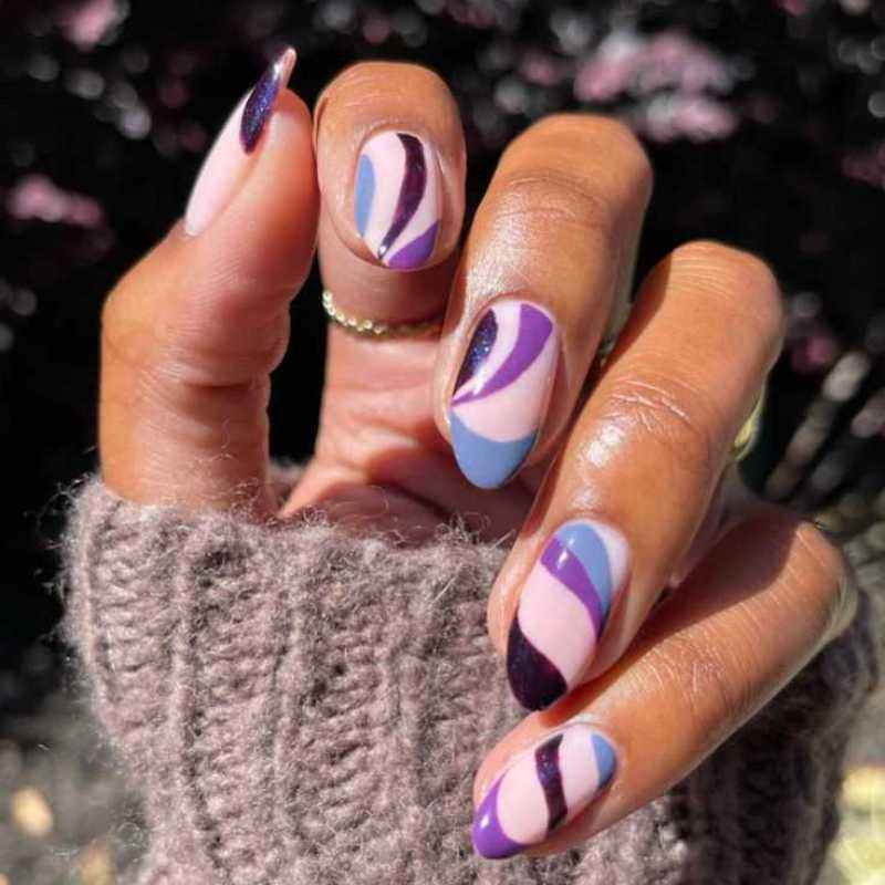 Retro Swirls in Shades of Purple