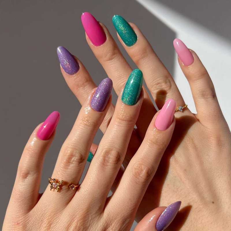 Skittle Nails – A Fun Pop of Purple