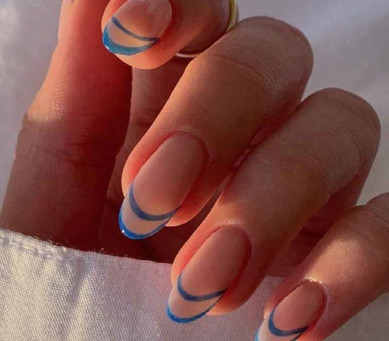 Blue Outlined French Tips