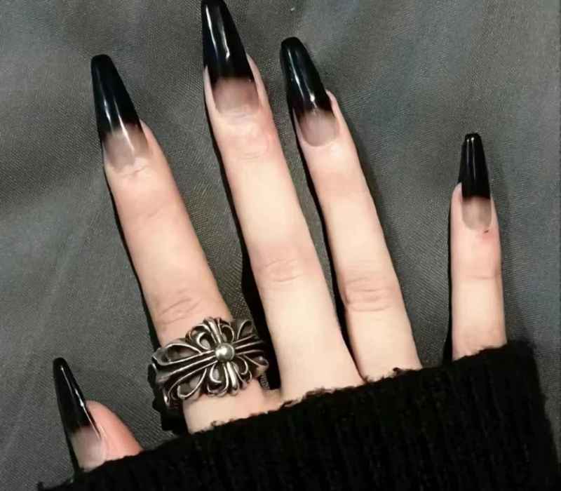 Black Ombré Coffin Nails