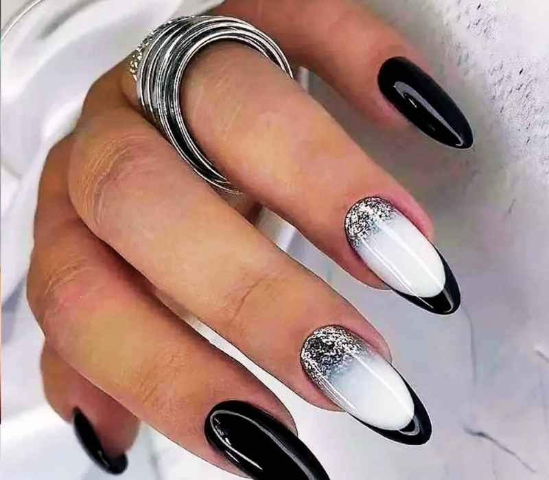 Black and White Ombre Nails