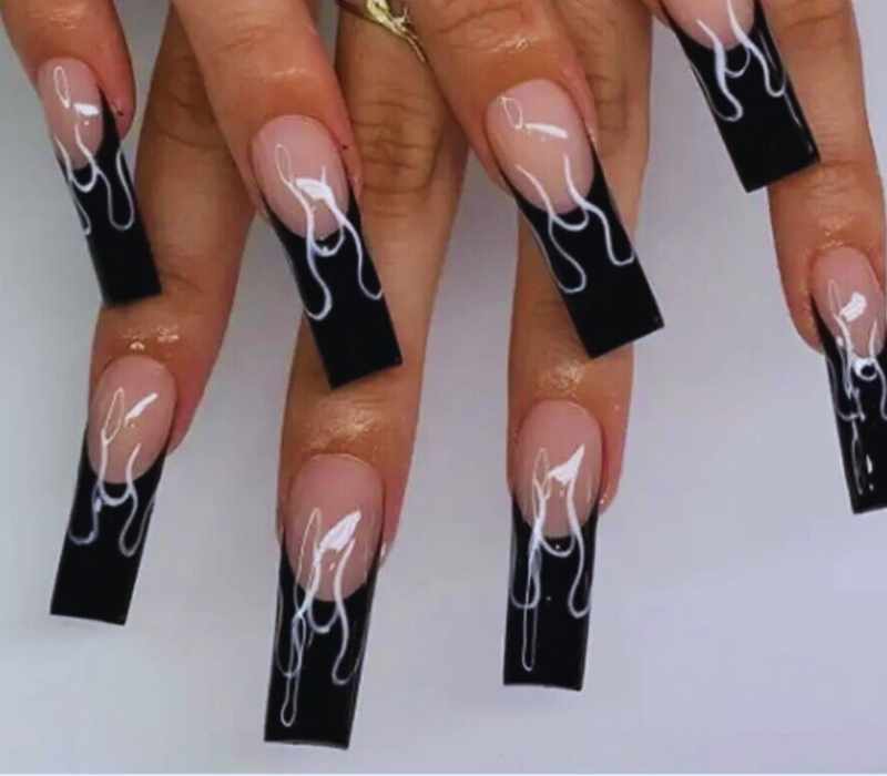 Black and White Acrylic Nails