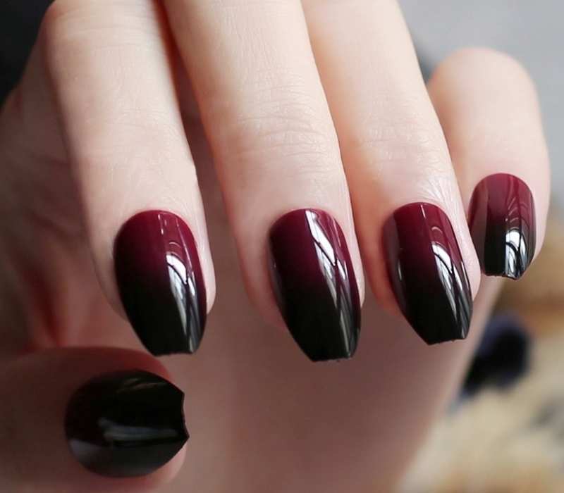 Burgundy and Black Nail