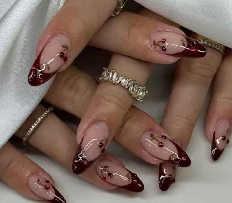 Burgundy Acrylic Nails: 
