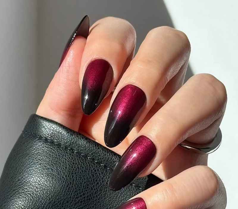 Burgundy Chrome Nails