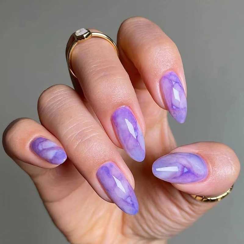 Marble Light Purple Nails Idea