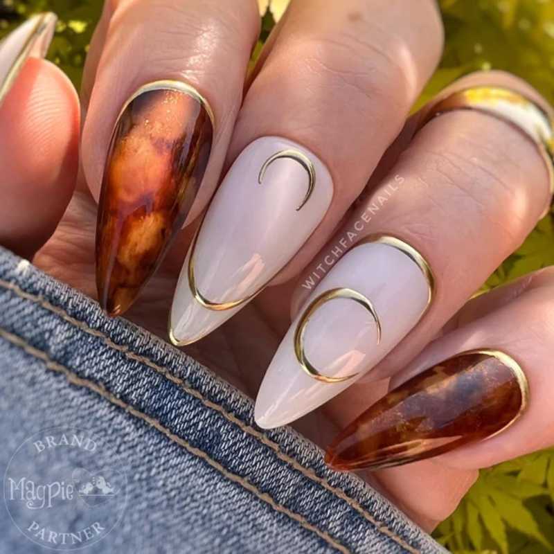 Marble and Celestial Accent Fall Nail Polish