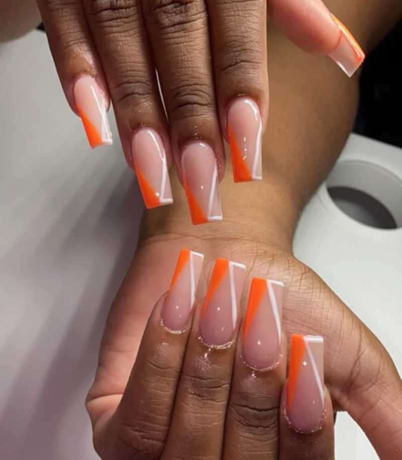 Orange & White Nail Combo