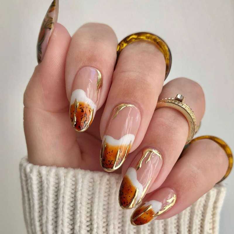 Pumpkin Spice Nails with Patterns
