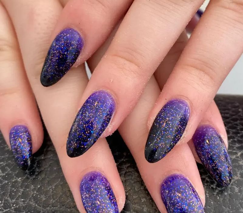 Black and Purple Nails