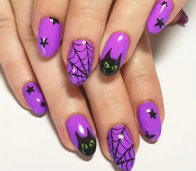 Spooky Purple Nail Art