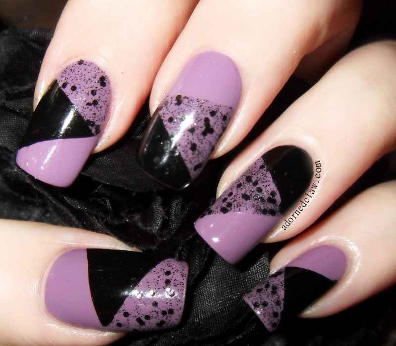 Purple Geometric Nail Art