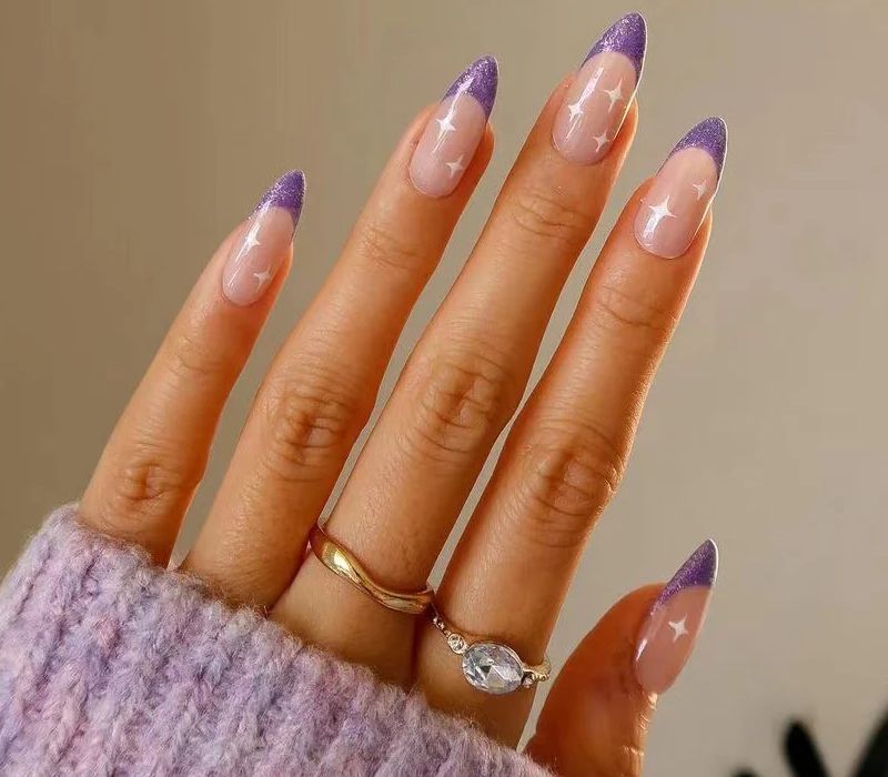 Purple French Tip Nails
