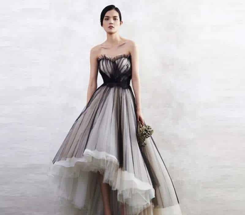 Black and White Dress with Tulle Skirt