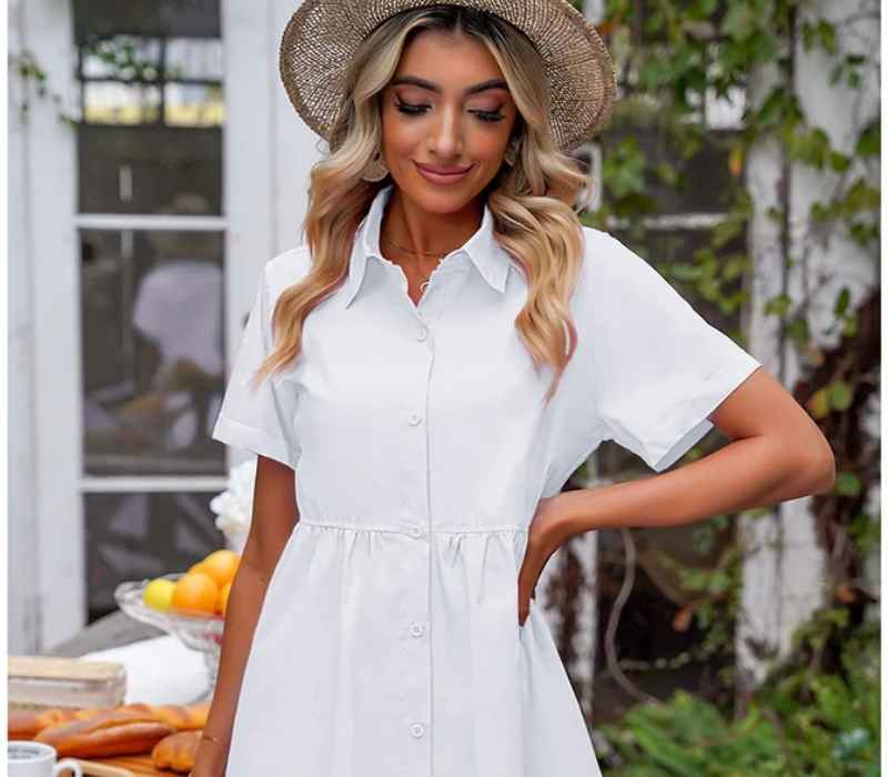 White Button-Up Dress