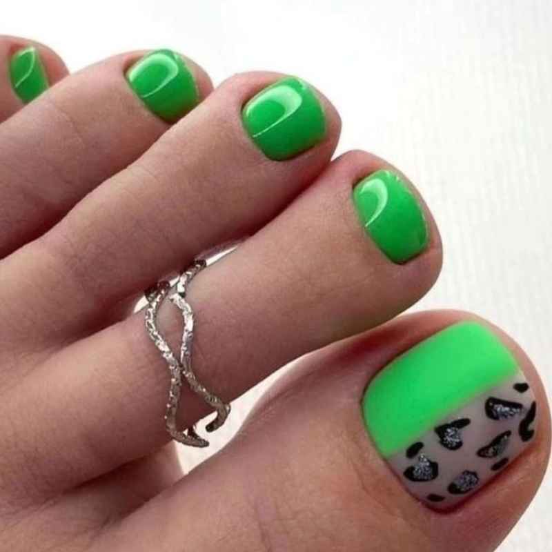 Bright Green Summer Nail Designs for Feet