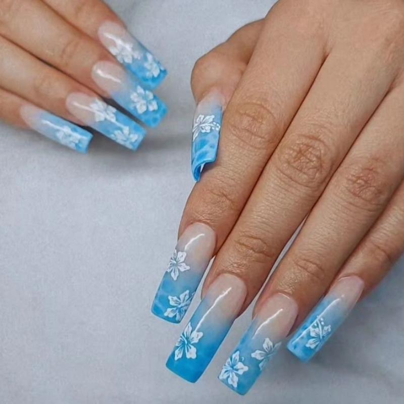 Warm Water in Mint Blue Hawaiian Nails