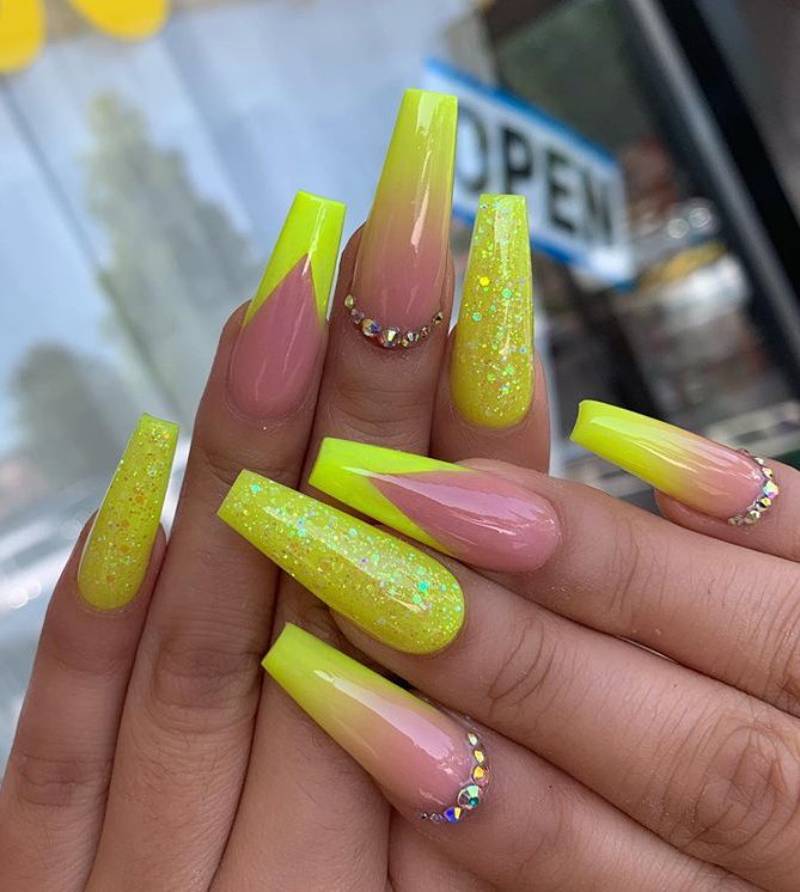 Neon Yellow Nail Design
